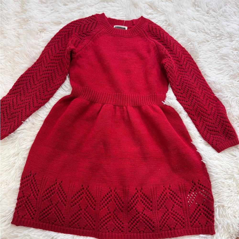 Cat & Jack Red Knit Kids Dress New with Shiny Strands